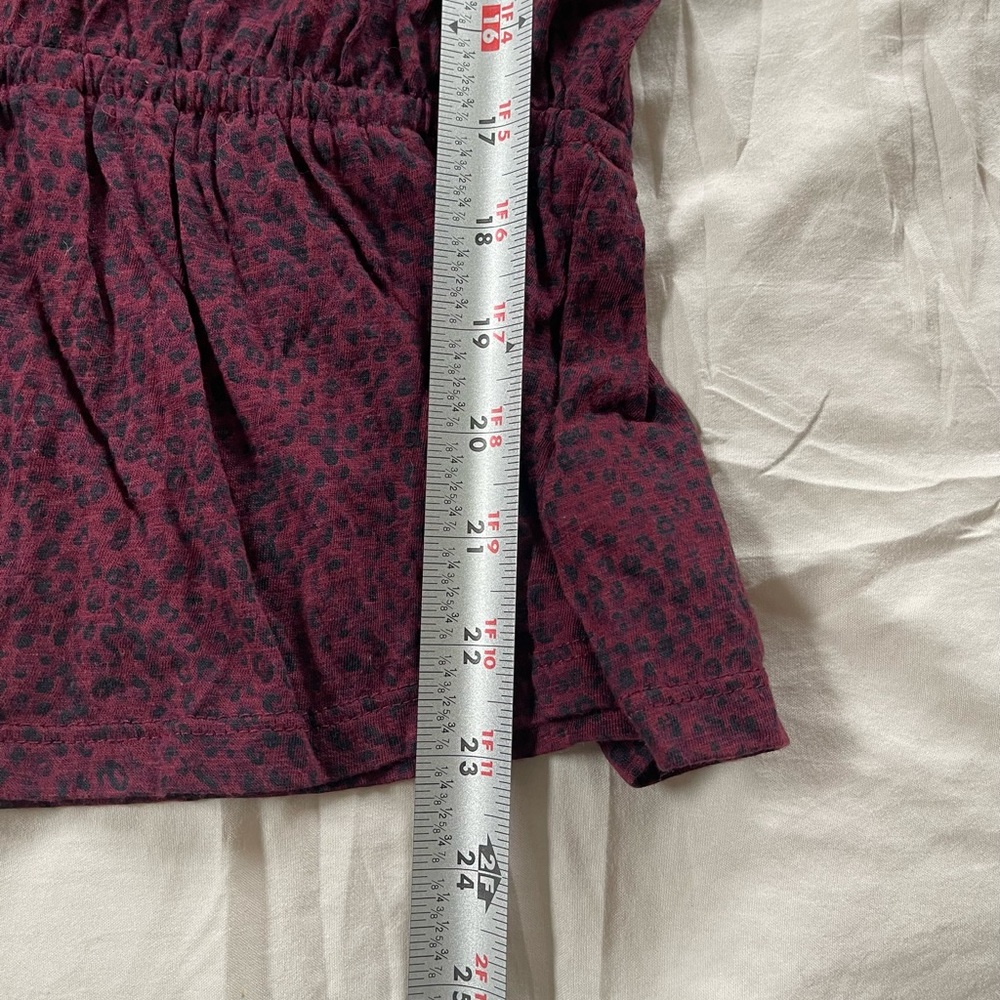 Lucky Brand Burgundy Short Sleeve Peplum Blouse - Picture 6 of 6